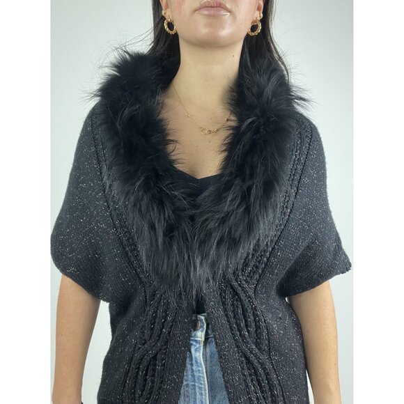 Olsen Europe Fur Trim Cardigan Sweater - Picture 2 of 16